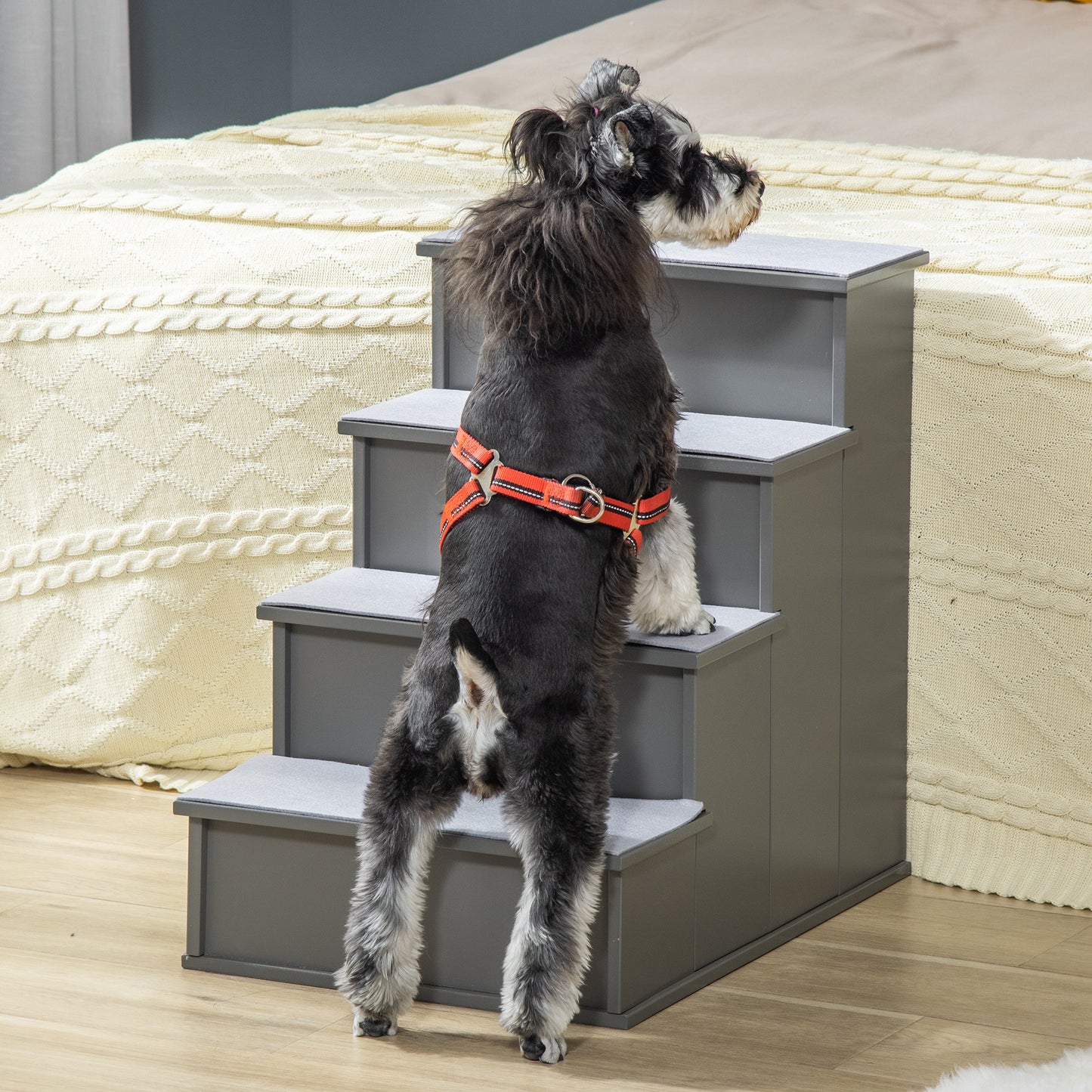 Small Dog Pet Stairs with Cushioned Cover - Grey, 15.75 x 23.25 x 21.25 inches