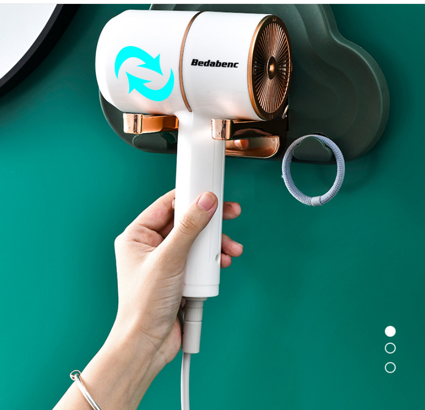 Foldable Hair Dryer Hanger for Bathroom Storage - Non-Perforated, Space Saving
