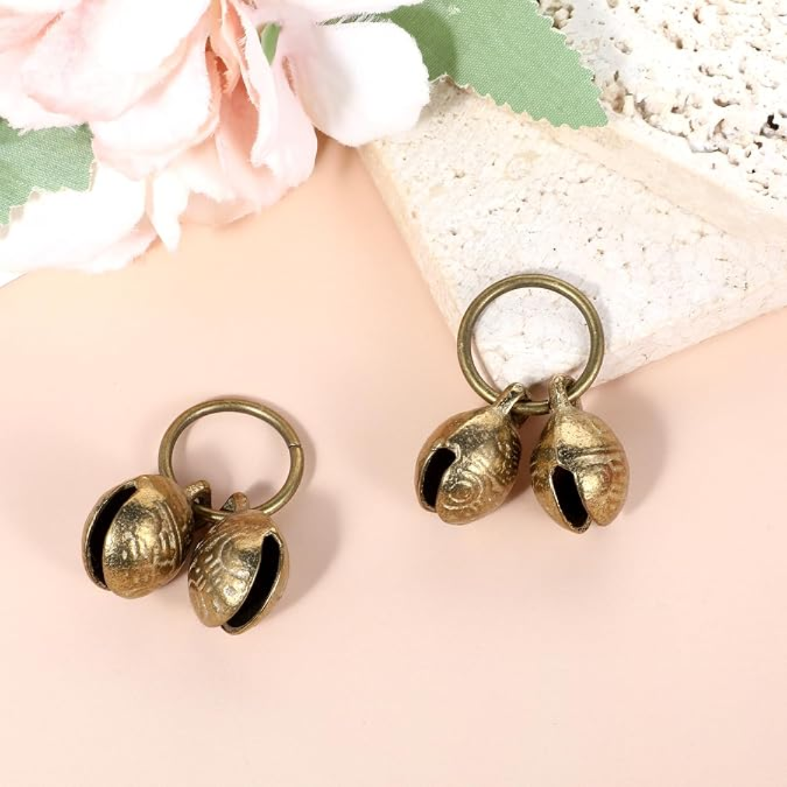 Extra Loud Brass Dog Collar Bell Set - 4 Pieces for Pet Tracking & Training