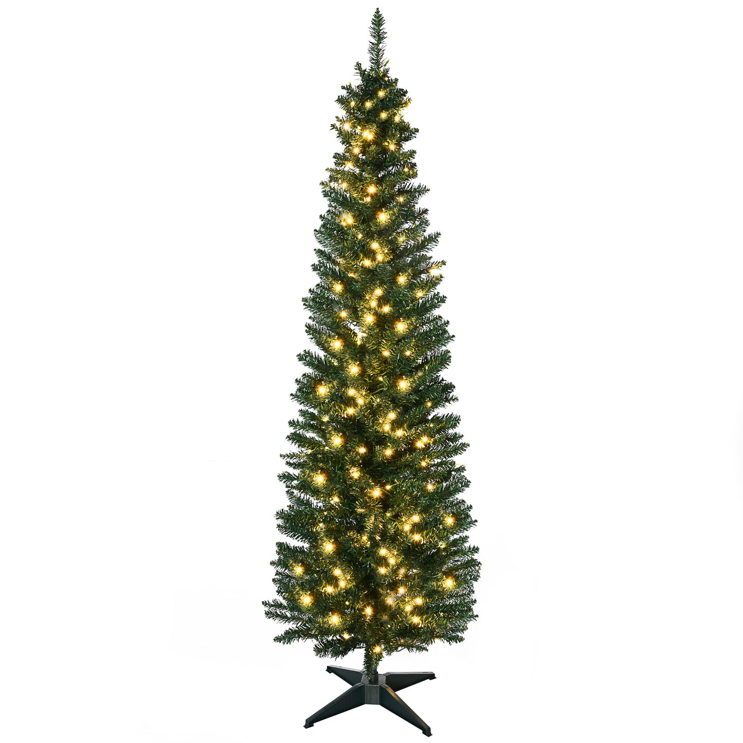 6' Pre-Lit Slim Noble Fir Artificial Christmas Tree - Green