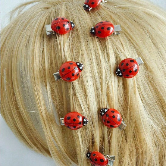 Creative Quirky Korean-Style Faux Ladybug Hair Clip Set for Women