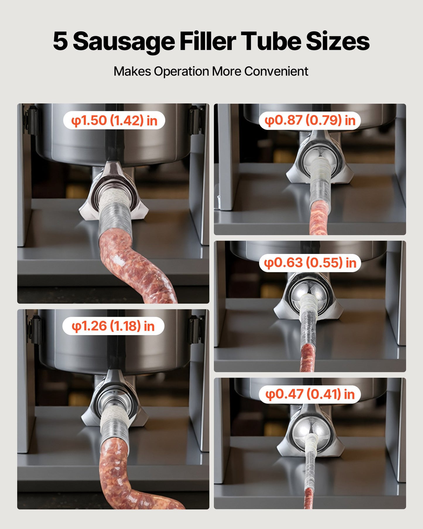 Manual Sausage Stuffer 7 Lb Vertical Meat Filler with 5 Tubes - Heavy Duty Stainless Steel