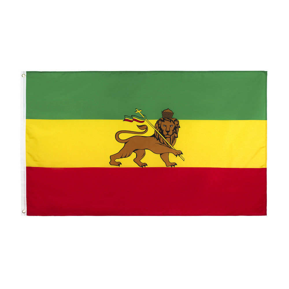 Ethiopian Lion Flag 90x150cm Polyester Home Decor Fabric