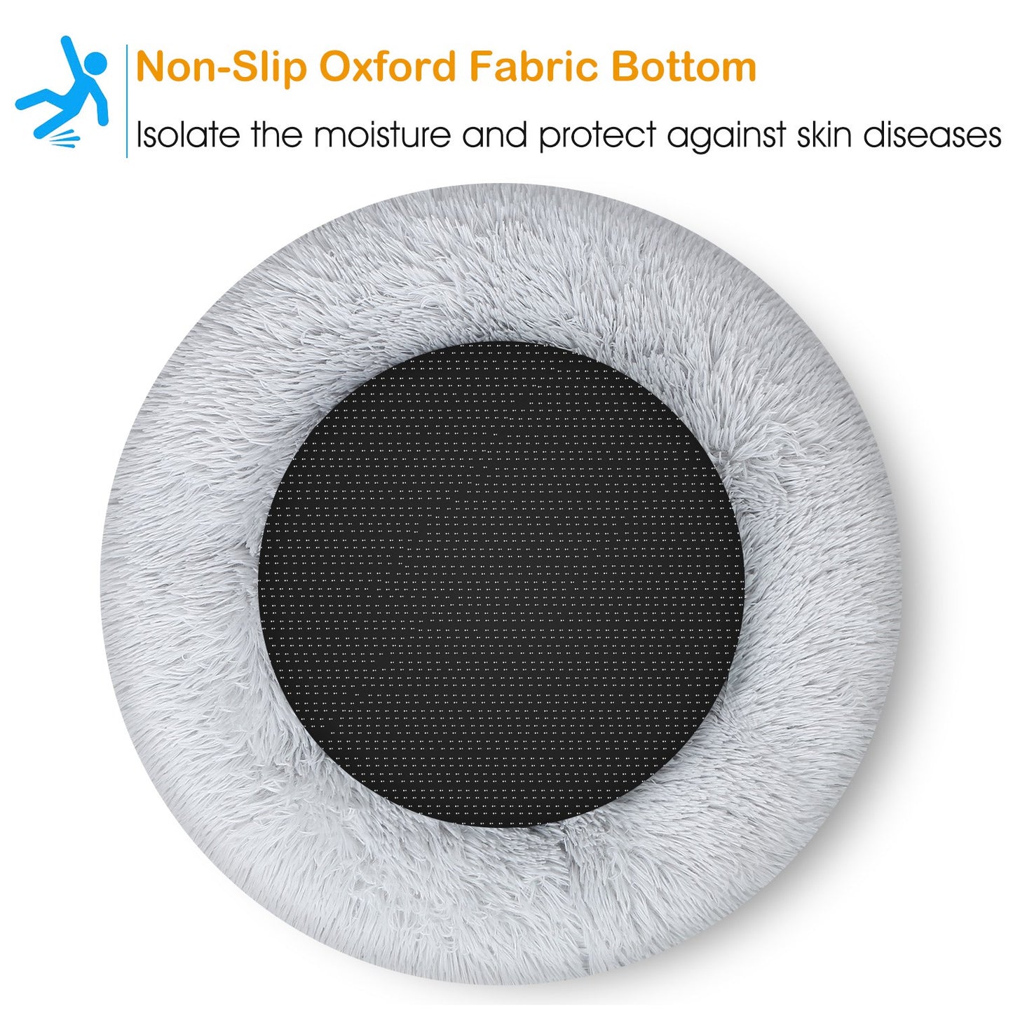 Soft Warm Plush Dog & Cat Bed with Supportive Rim and Non-Slip Bottom