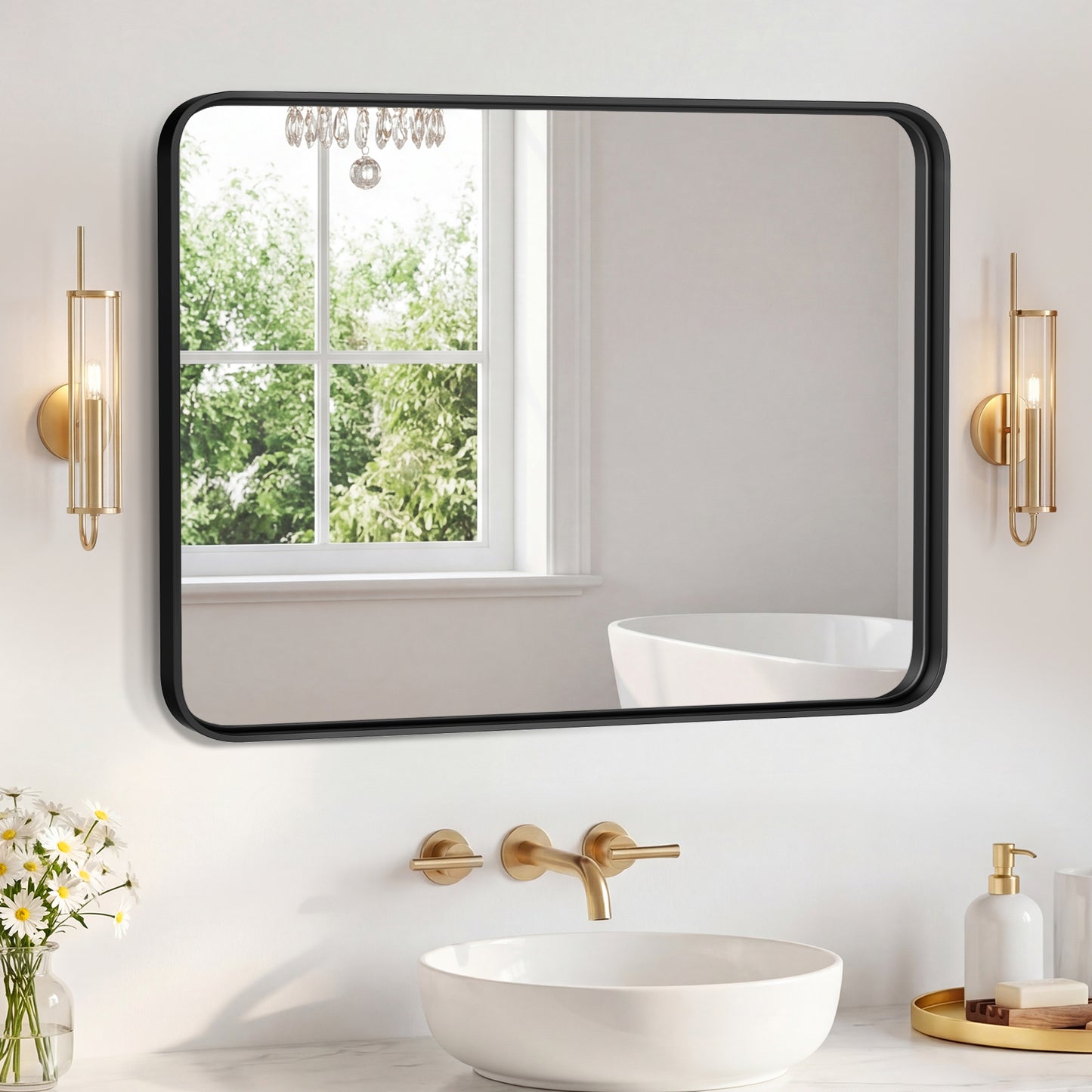 Rectangular Metal Frame Wall Mirror - Modern Decorative Home Decor
