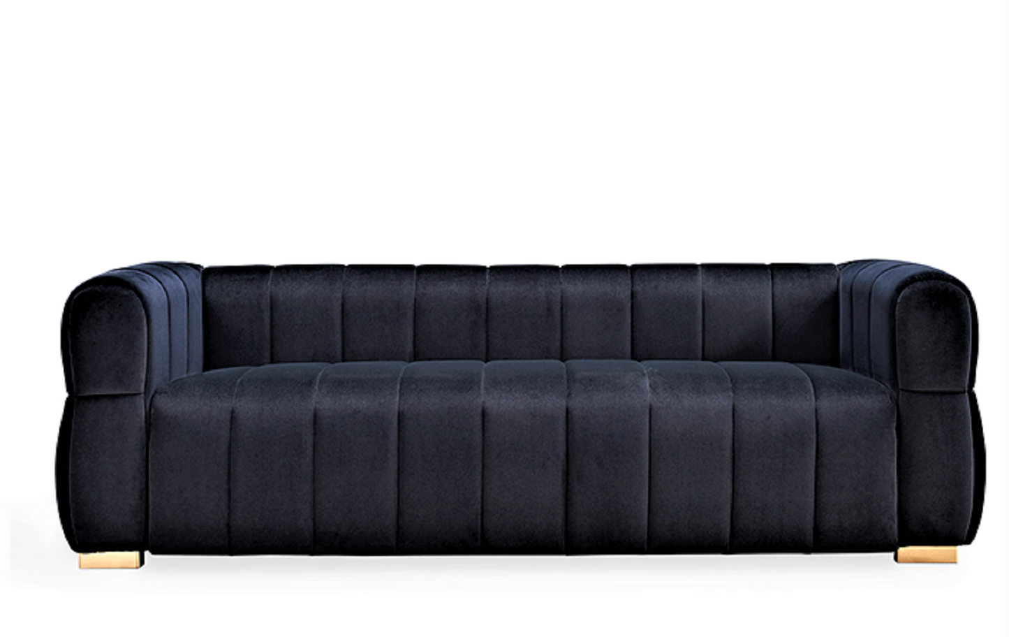 Velvet Sofa With Tufted Low Back Design, Sophisticated 3 Seater Couch