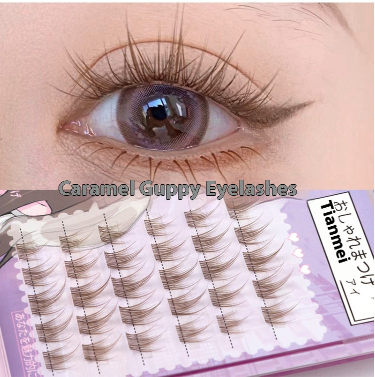 False Eyelashes Caramel Guppy 6 Rows Natural Long Style for Eye Makeup