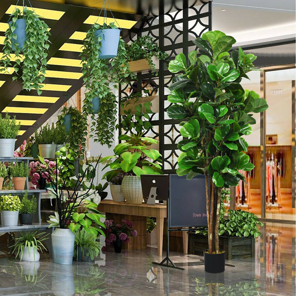 6-Foot Artificial Fiddle Leaf Fig Tree - Green