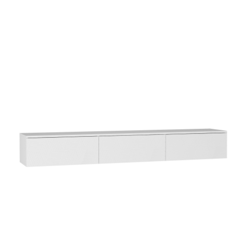 Floating TV Stand with 16 Color LEDs - Wall Mounted Entertainment Center for 55-65 Inch TVs - White