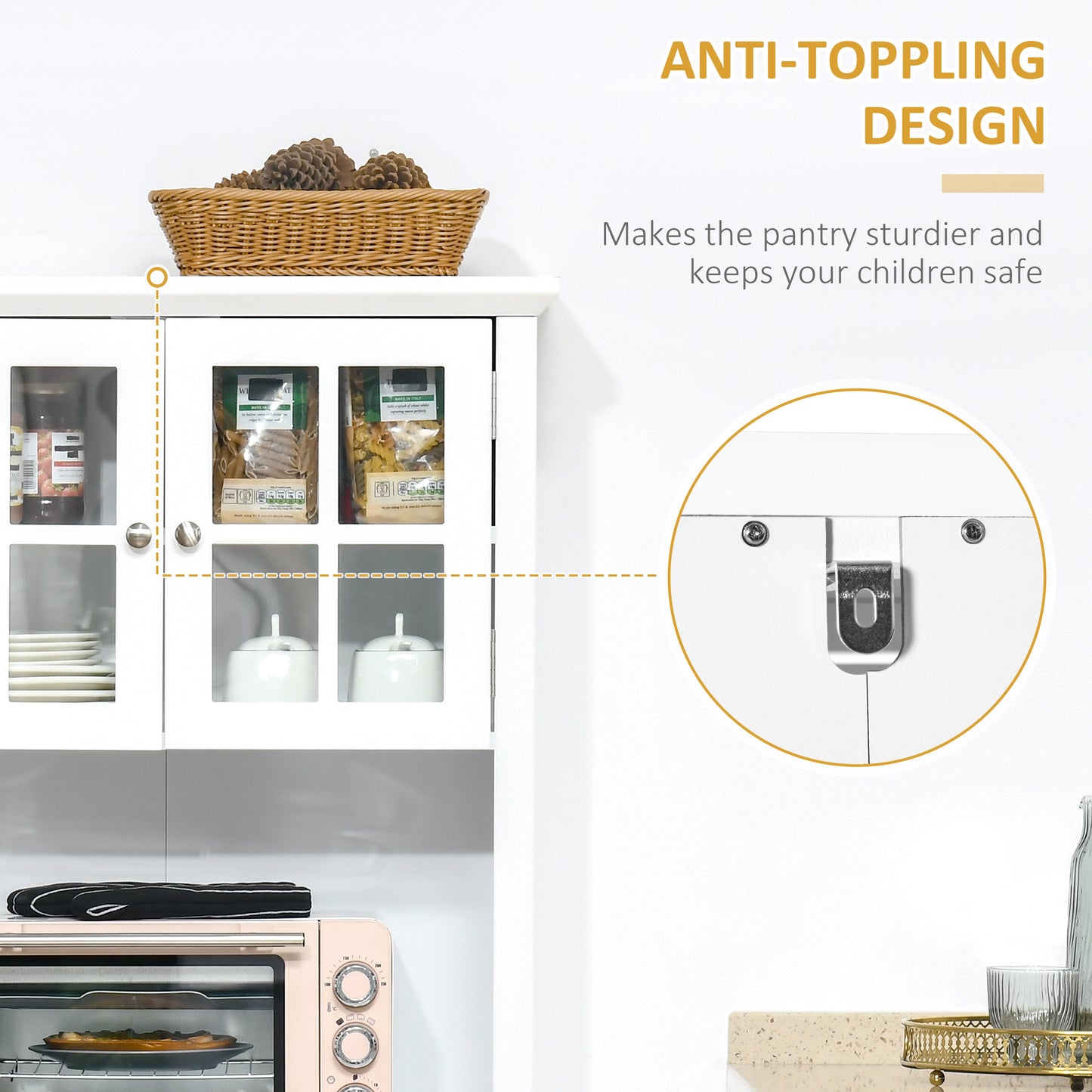 Freestanding Kitchen Buffet Hutch Cabinet - White Storage Pantry