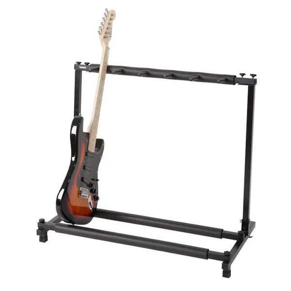 Triple Folding Guitar Holder Rack Stand for 5 Guitars - Black