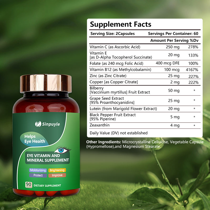 Lutein Eye Health Supplement Capsules - Vitamin & Mineral Vision Support