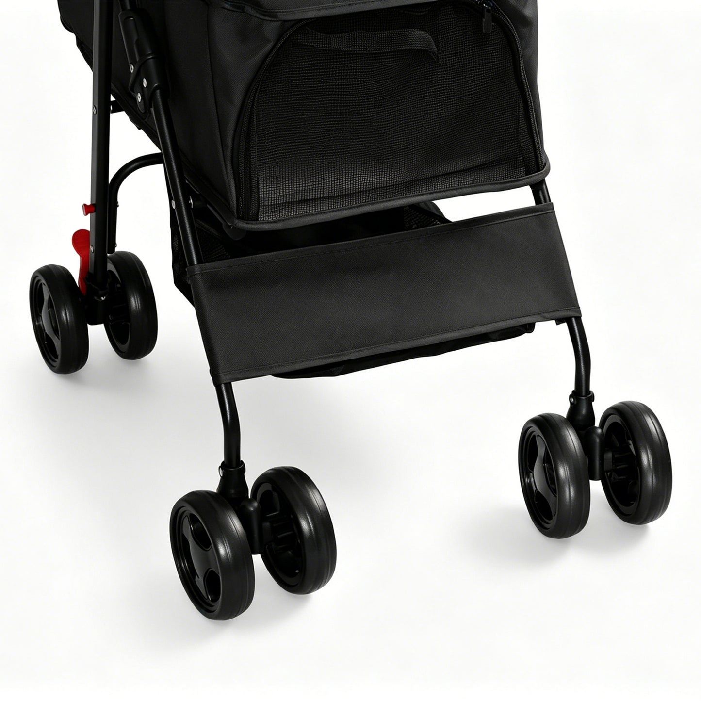 Foldable Pet Stroller for Small Dogs and Cats - Black, 28 lbs Capacity with Safety Leashes & Mesh