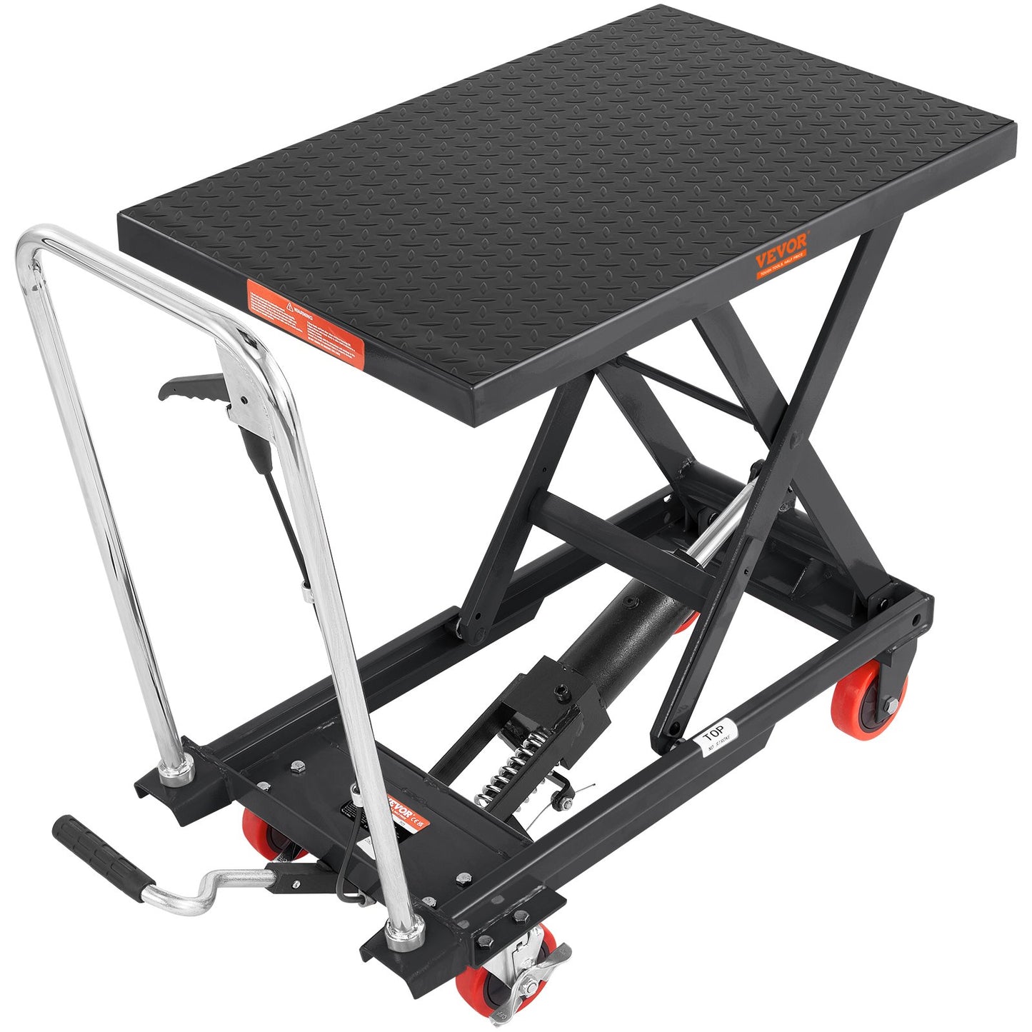 Hydraulic Lift Table Cart 500lbs Capacity Manual Scissor Lift with Wheels Black