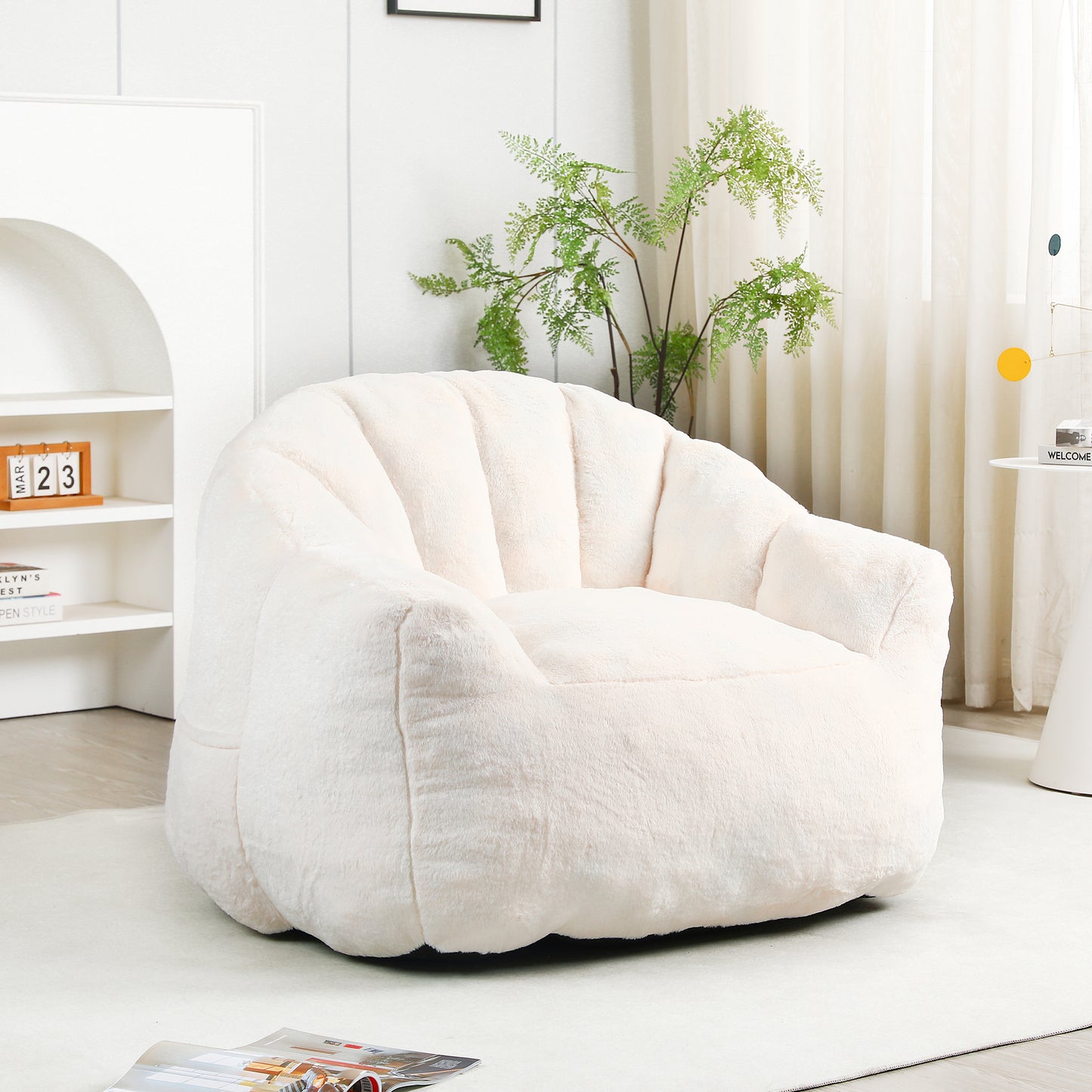 Bean Bag Chair, Sofa Chair With Armrests Stuffed High-Density Foam,