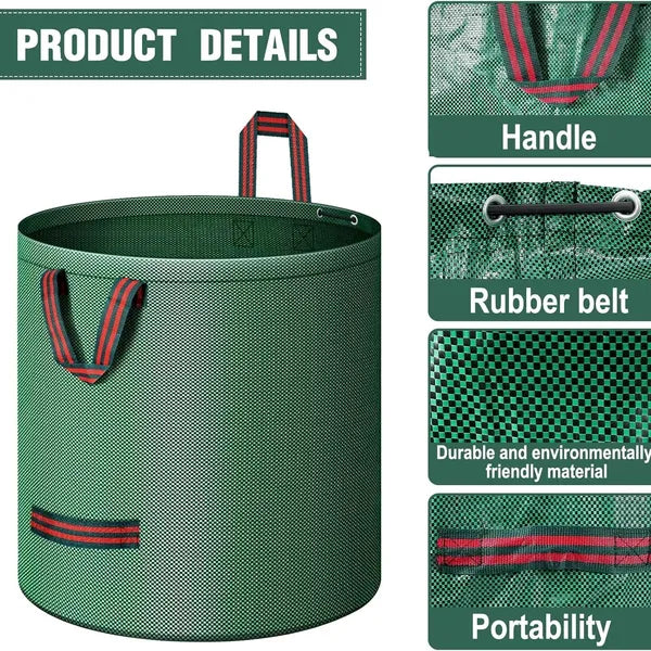 4-Pack XXL Garden Waste Bags 272L Heavy-Duty Reusable Leaf & Grass Collection