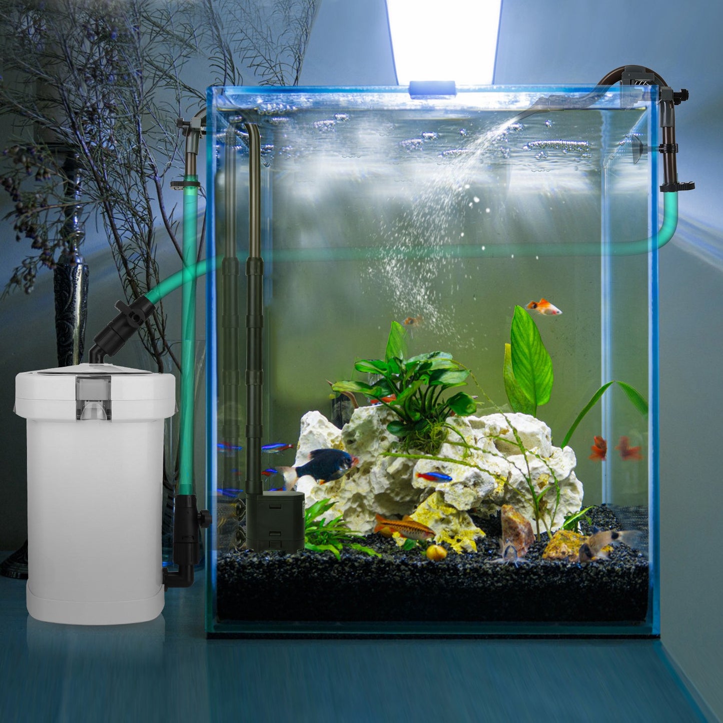 External Canister Aquarium Filter 600L/h Flow Silent Fish Tank Cleaner L Size