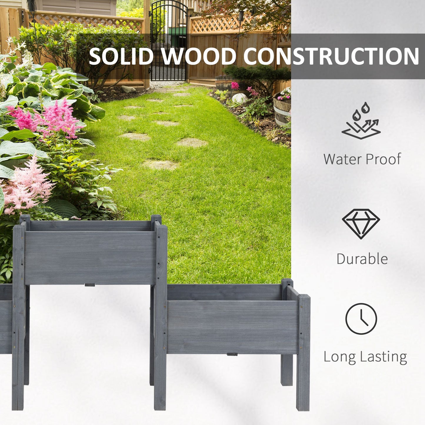 3-Tier Raised Garden Bed Planter Box for Vegetables Herbs Flowers - Freestanding