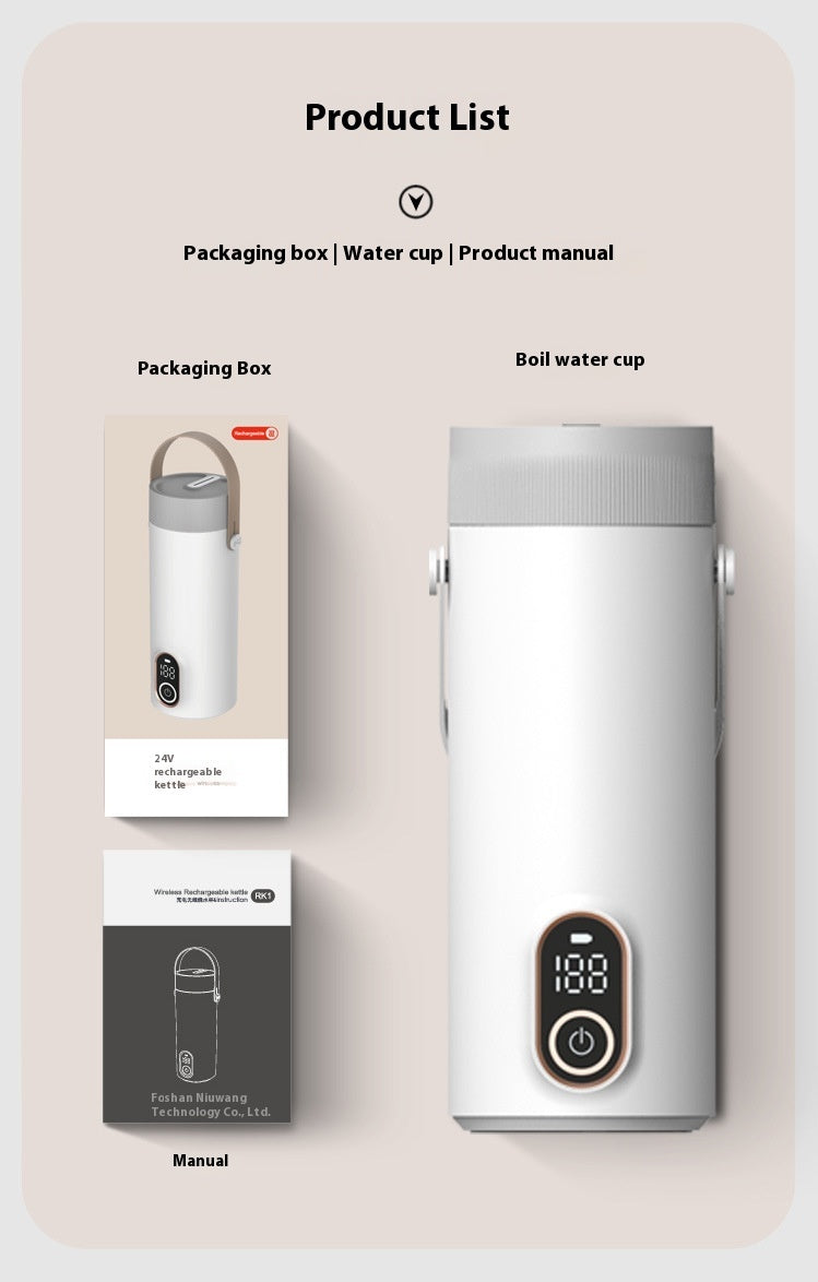 Wireless Portable Water and Electric Cup with Heating Function