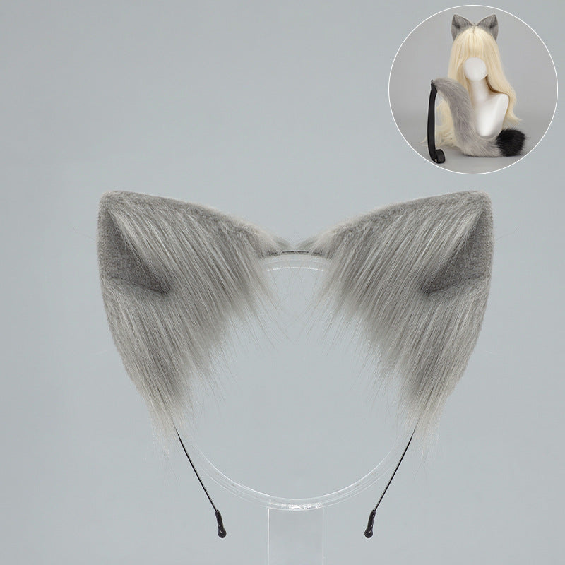 Cat Ear Headband and Tail Set - Plush, Trendy Cat Costume Accessory