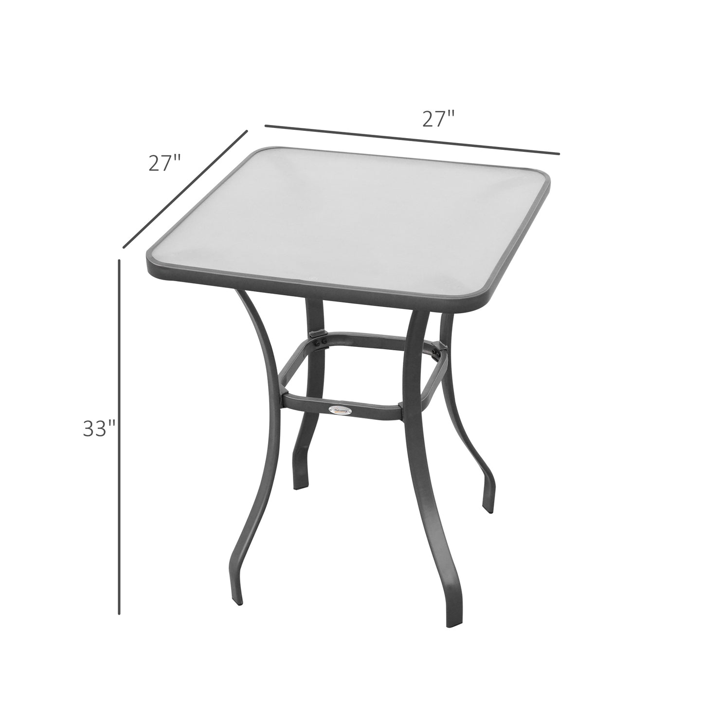 27" Square Bistro Table - Outdoor Dining with Tempered Glass Top