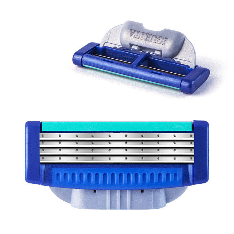 Men's 4-Layer Manual Shaver Replacement Blade Holder - Universal Compatibility
