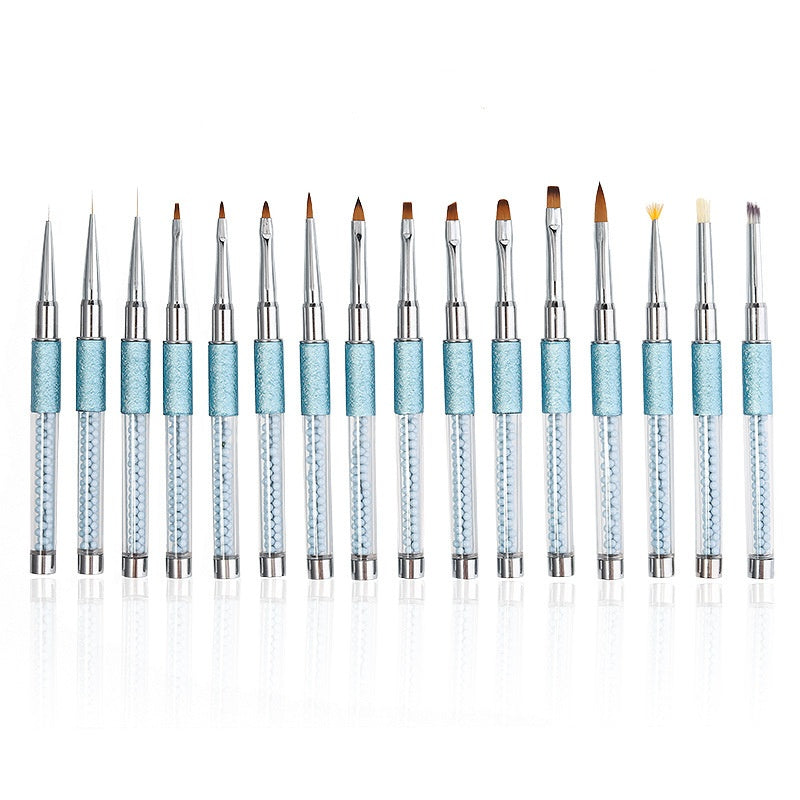 16-Piece Nail Art UV Pen Set with Rhinestones
