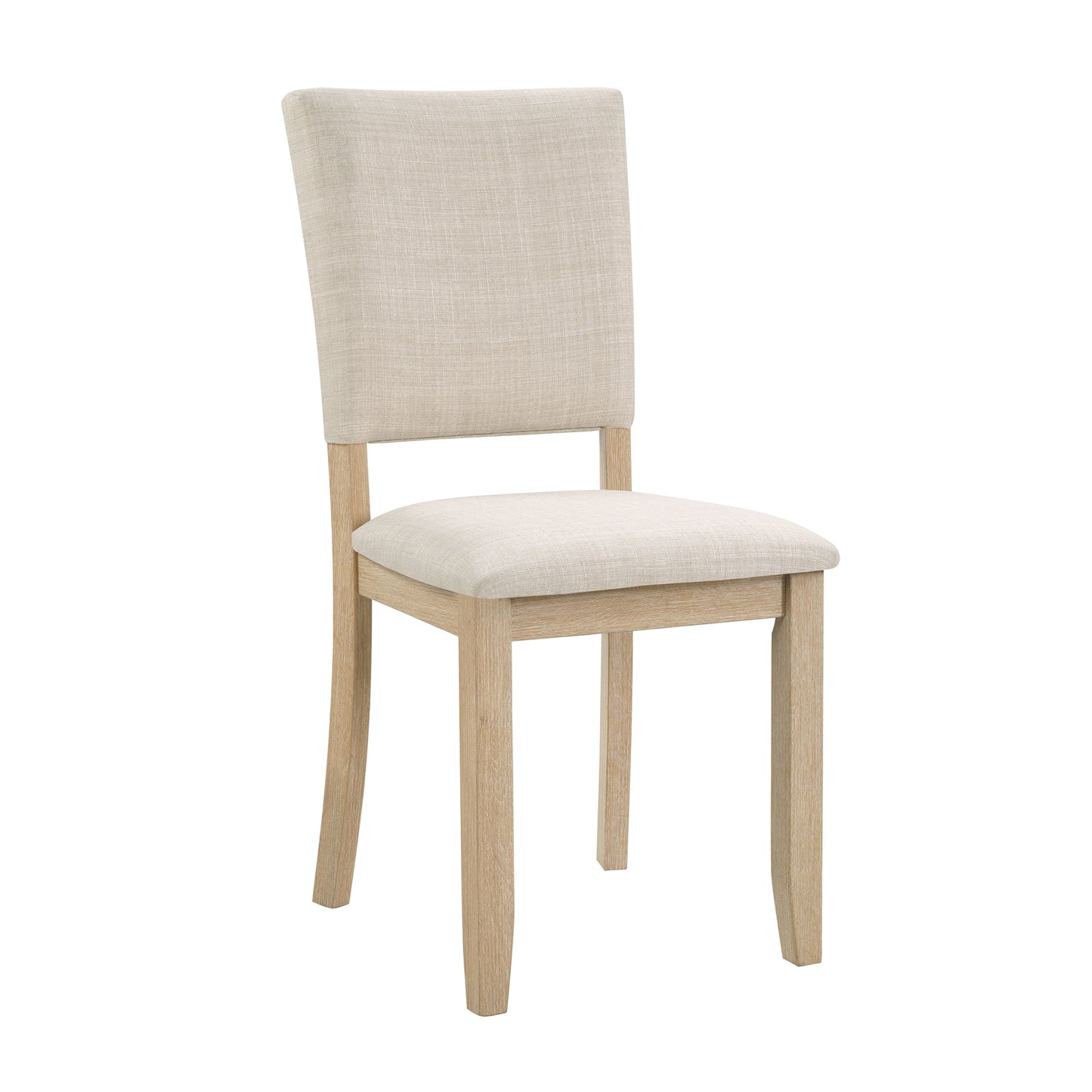 47.3" Round Dining Set with 4 Upholstered Chairs - Light Oak & Beige