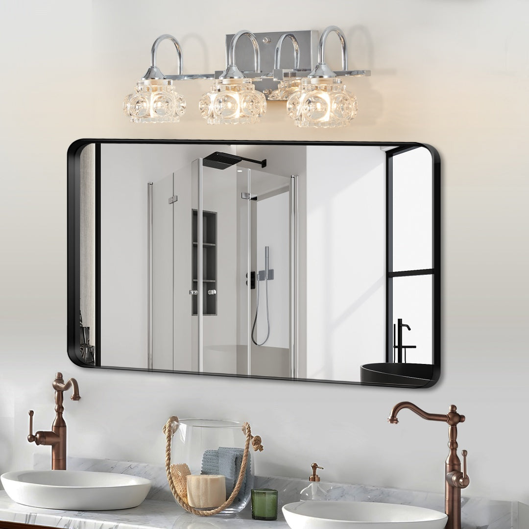 Vintage Crystal Vanity Light - 3-Light Bathroom Fixture in Nickel Finish