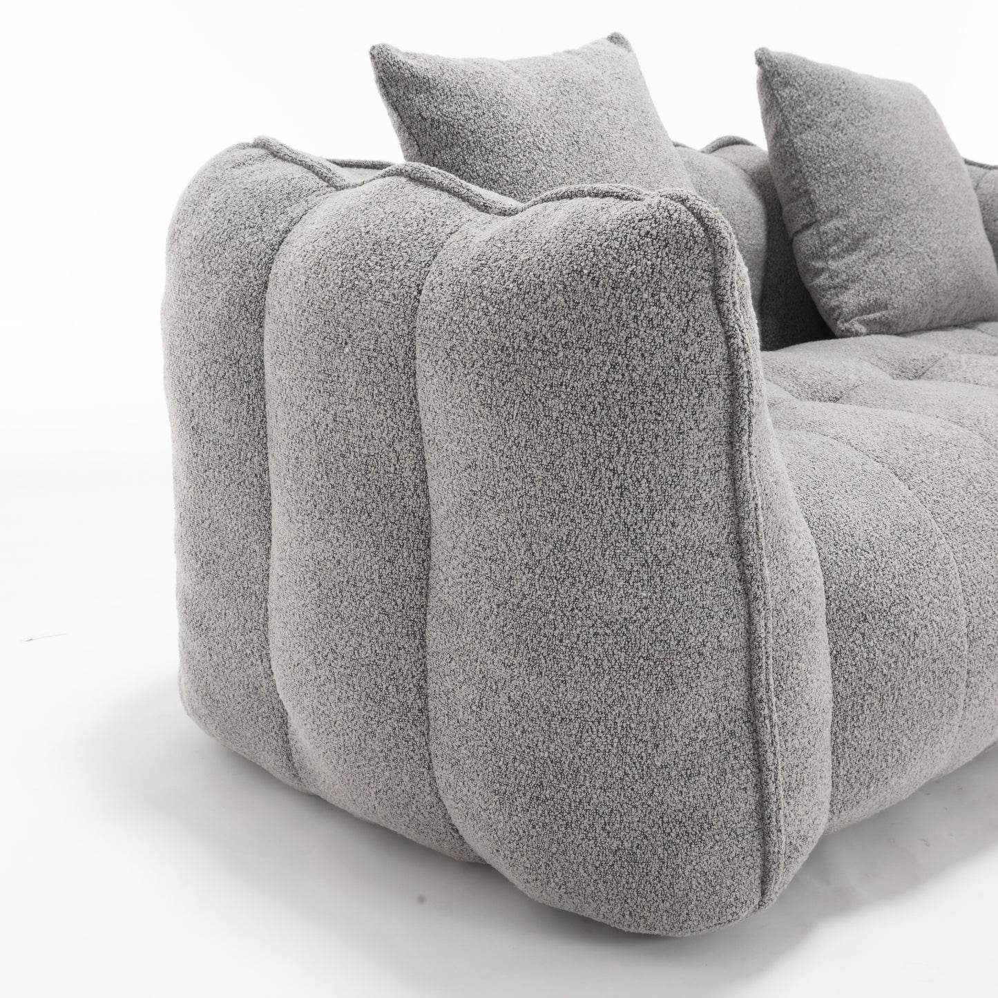 Soft Grey Beanbag Chair for Two - High Resilience Foam