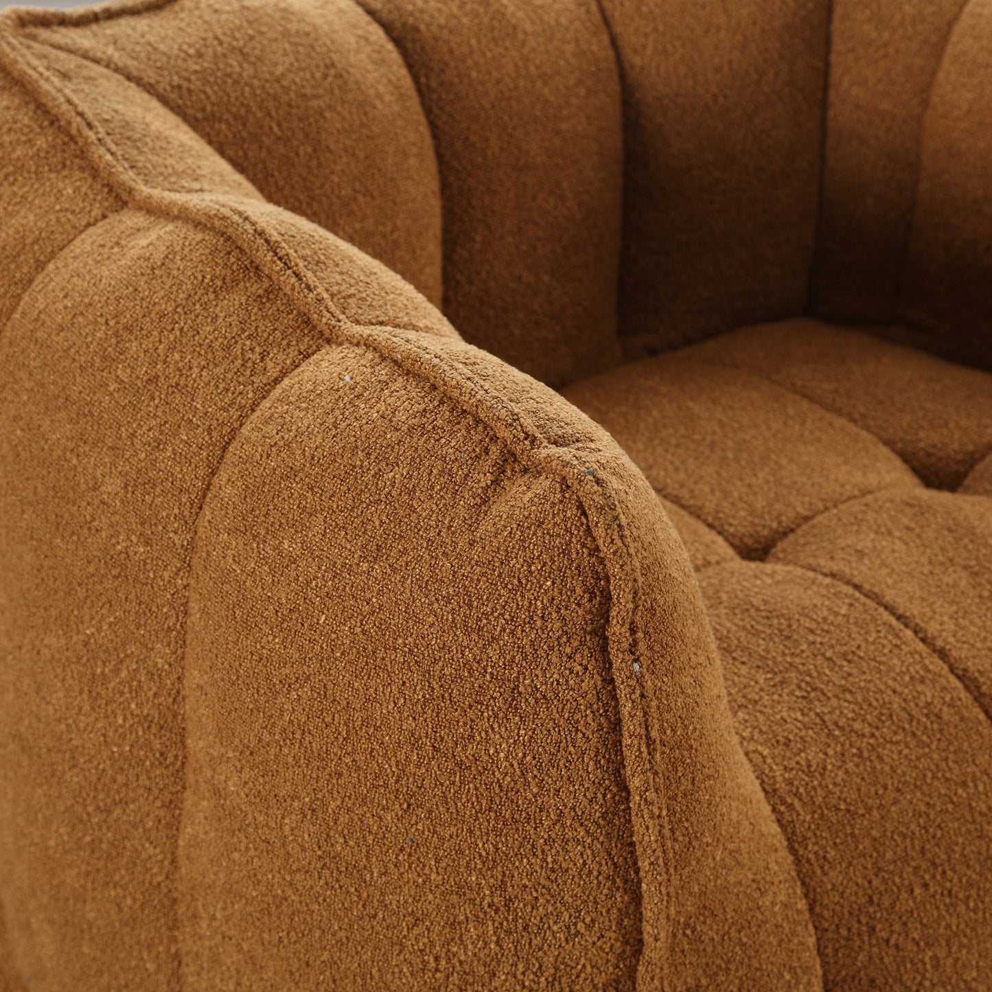 Soft Chenille Bean Bag Chair with Foam Filler - Khaki & Yellow