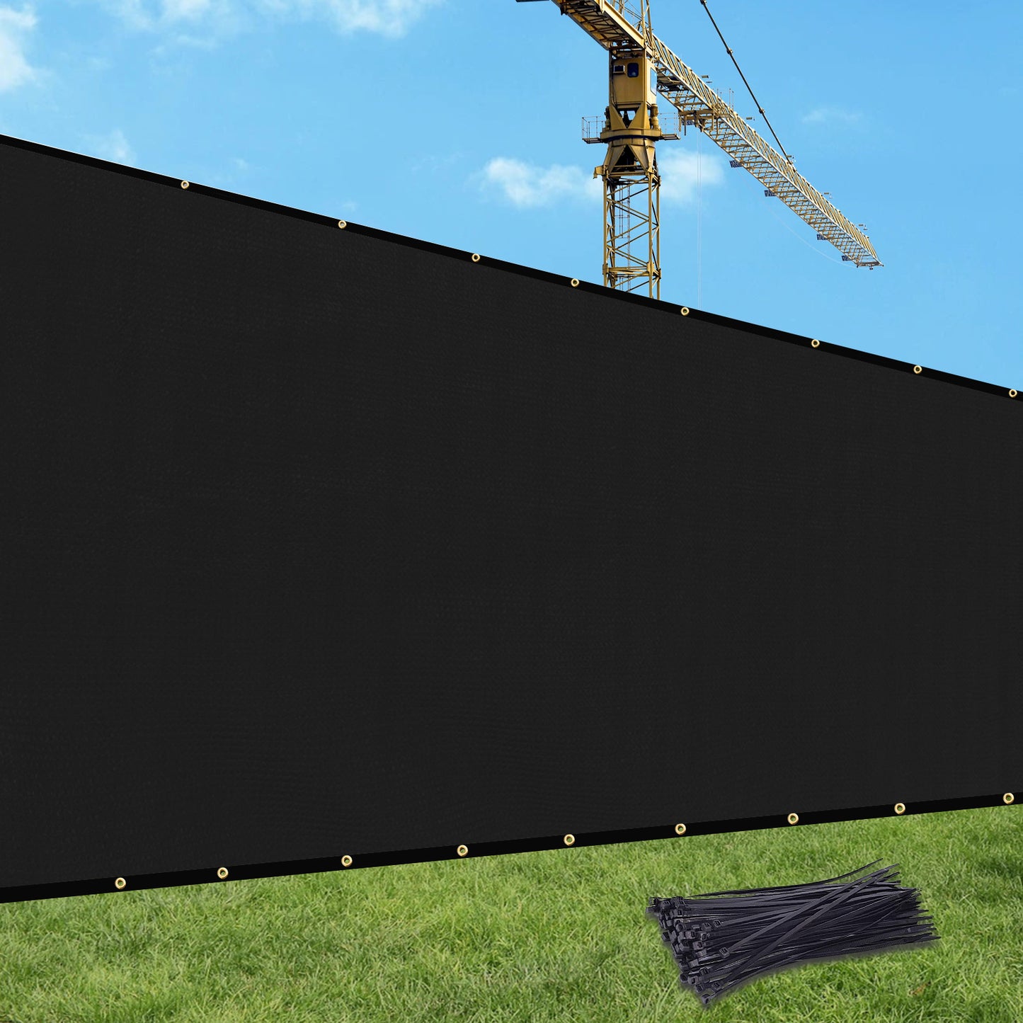 Outdoor Privacy Fence Screen 5x50ft HDPE Dark Grey Black Sand Garden Barrier