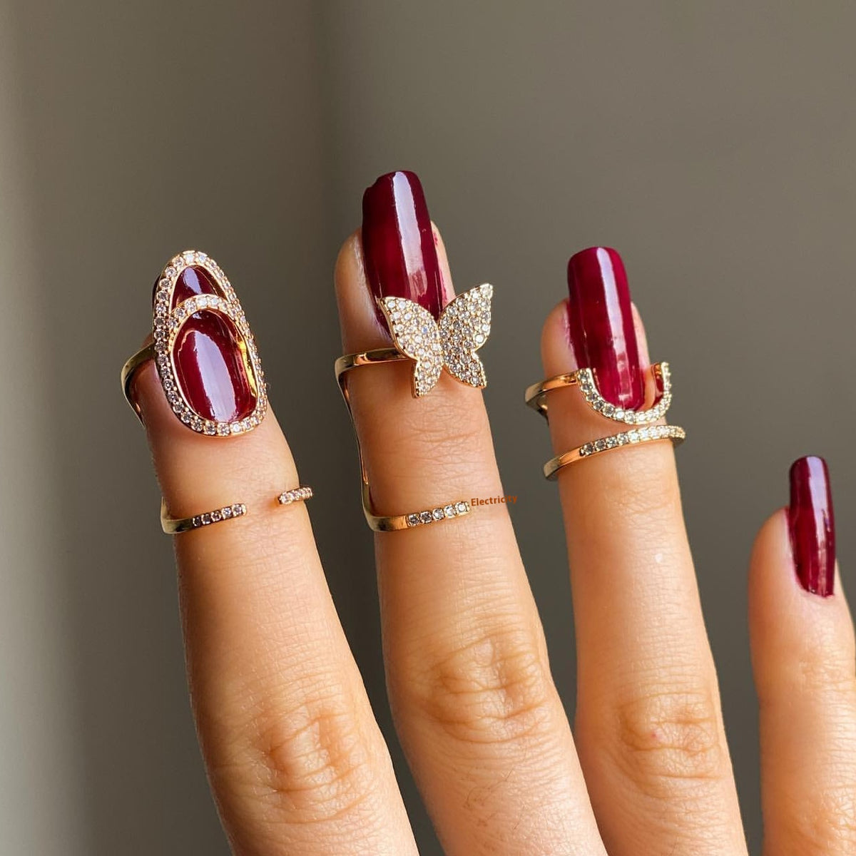Removable Fake Nail Ring - Cross-border Zircon Inlaid Jewelry for Nail Art Women