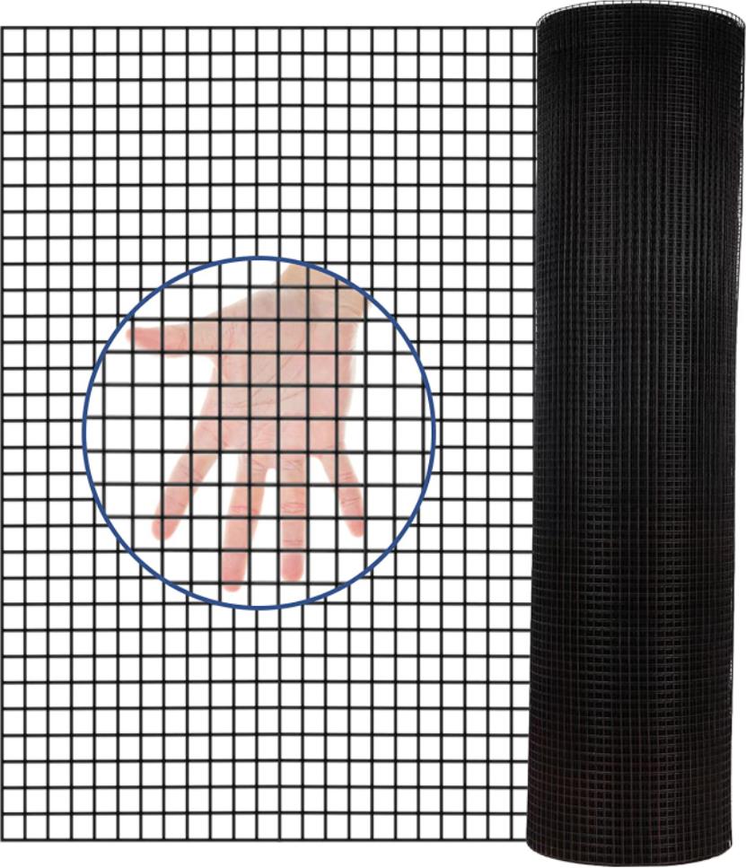 Black Metal Wire Fence - 24 inch x 50 ft Hardware Cloth for Poultry & Garden