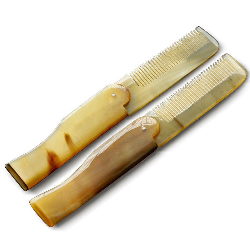 Portable Children's Horn Comb | Folding Ox Horn Hairbrush for Kids