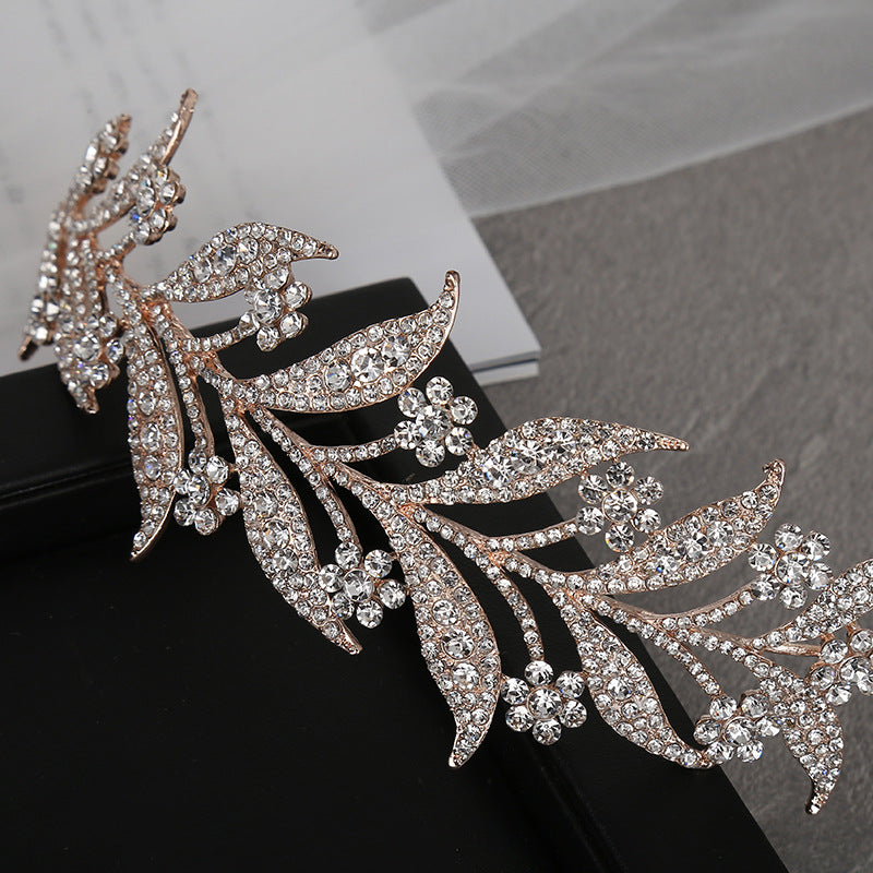 Alloy White Rhinestone Bridal Crown Headband