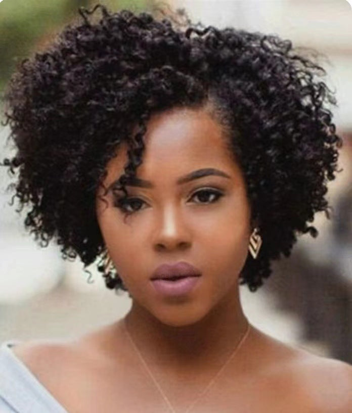Women's Short Curly Synthetic Wig with Divided Style - Multiple Colors