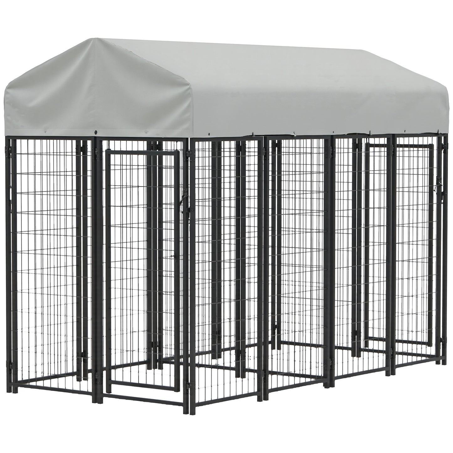 Outdoor Dog Kennel with Two-Room Design, Waterproof Cover, for Small to Large Dogs