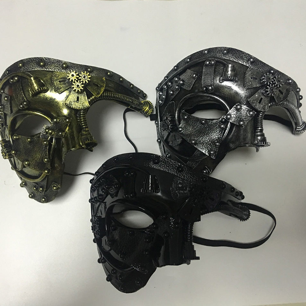 Steampunk Masquerade Half Face Mask - Multiple Colors