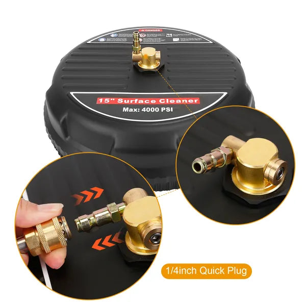 15in Power Washer Surface Cleaner High Pressure 4000PSI Flat Surface Disc Broom