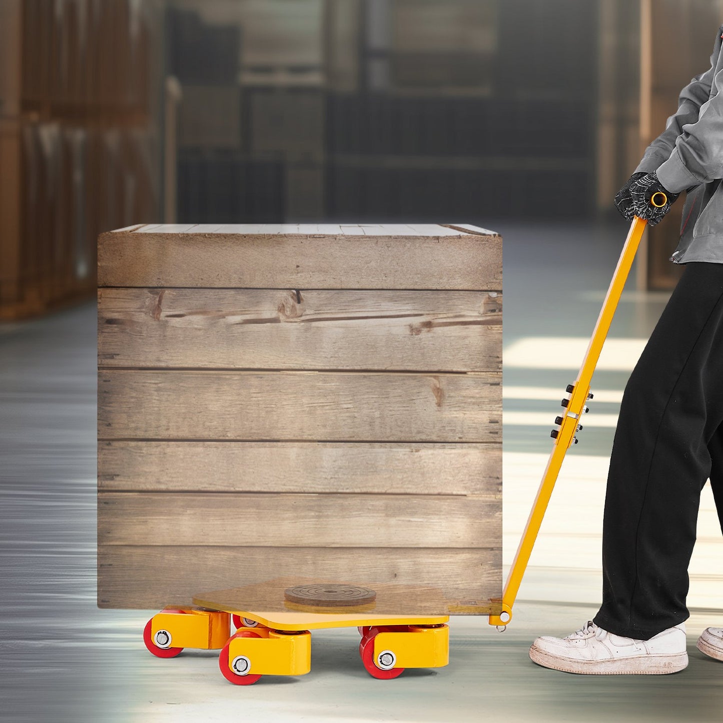 Heavy-Duty Machinery Moving Skate with Handle - 8800 lbs Capacity, 360° Rotation