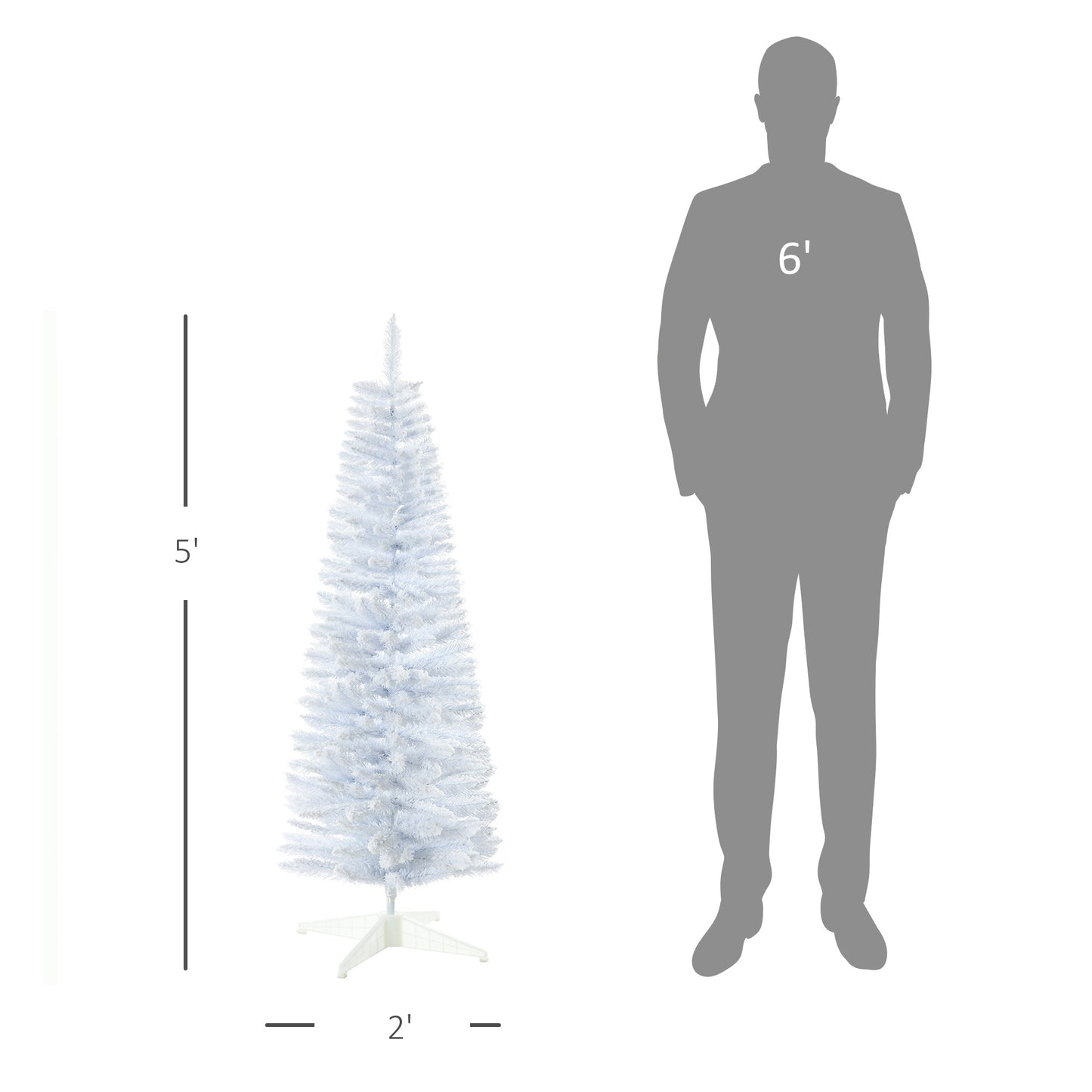 Snow Flocked Artificial Christmas Tree - Pencil Shape, White