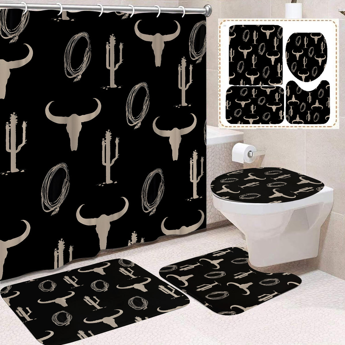 Waterproof Mildew-Resistant Shower Curtain Set - Multiple Sizes & Styles