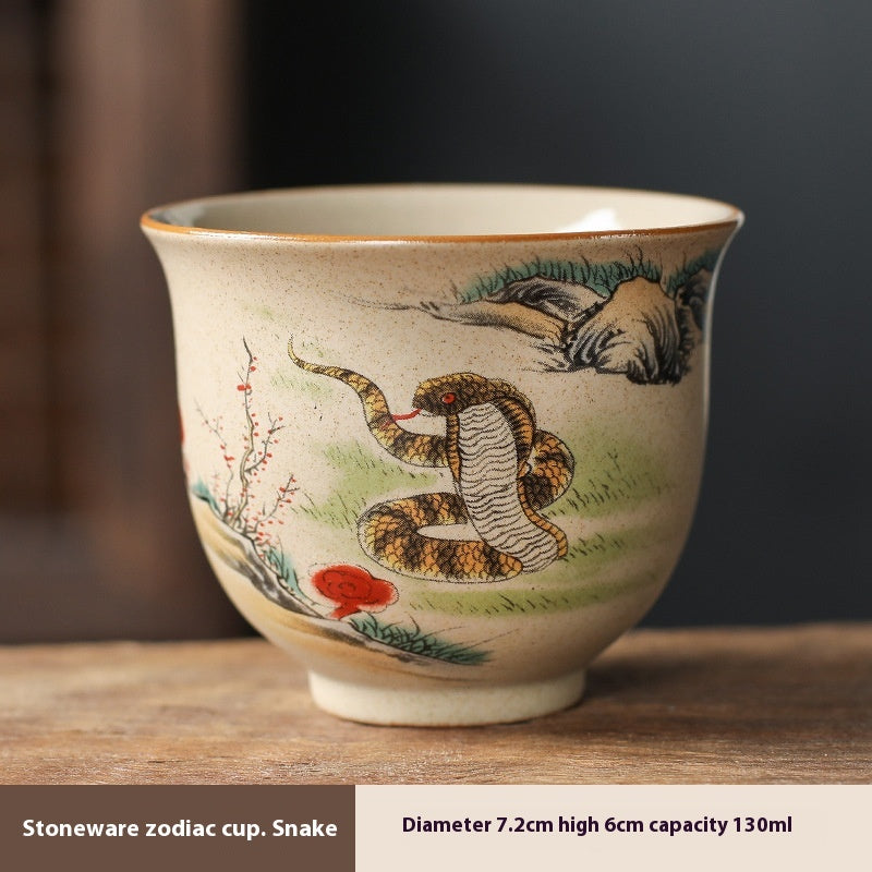 Zodiac Retro Chinese Style Ceramic Kung Fu Master Cup Set - Multiple Variants