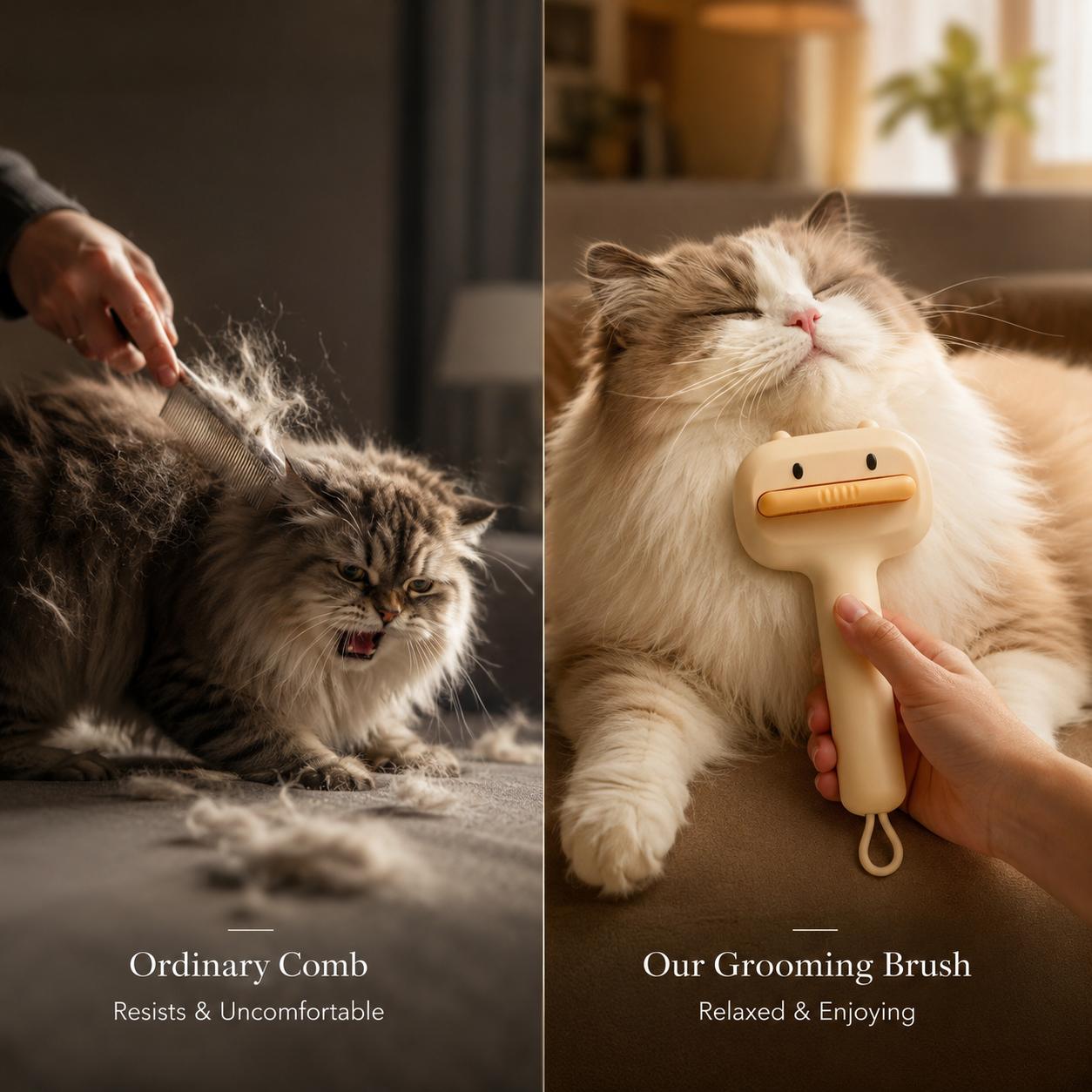 Self-Cleaning Pet Grooming Brush for Cats and Dogs - Deshedding Comb with Non-Slip Handle