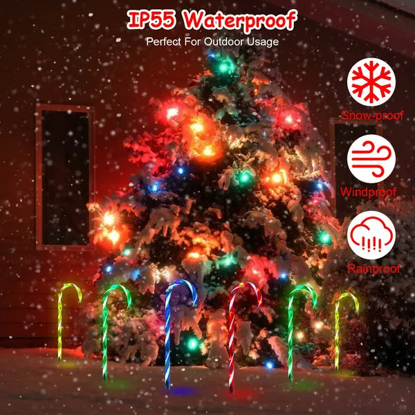 Solar Candy Cane Light - IP55 Waterproof, 8 Lighting Modes