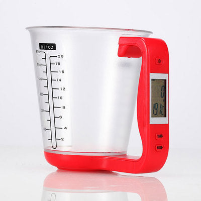 Electronic Measuring Cup and Kitchen Scale - Multifunctional Meal Scale, Battery Operated, Black