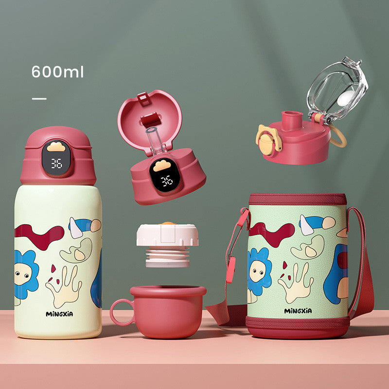 Children's Insulated Stainless Steel Water Cup with Bouncing Lid - 500-600ML