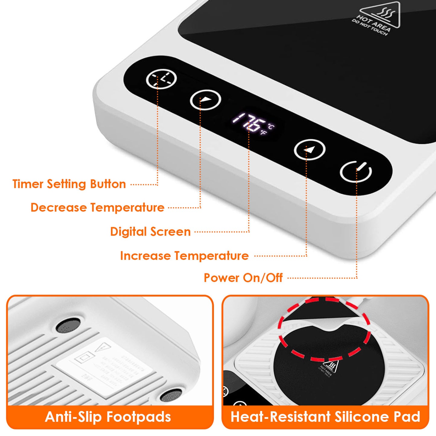 Electric Mug Warmer with 6 Temperature Levels & Auto Shut Off