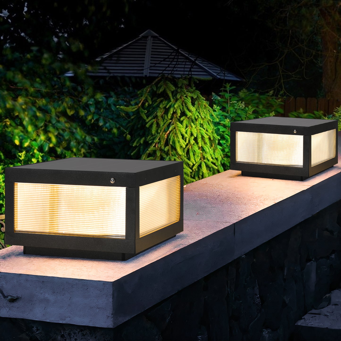 Solar Powered LED Post Cap Light - Modern Outdoor Fence Light